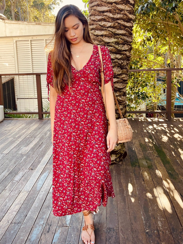 red floral midi dress Dylan Red Floral Midi Dress - B Corp