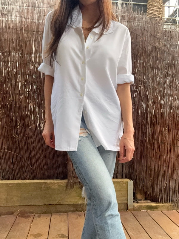 Vintage White Cotton Long Sleeve Shirt B Corp All The Wild Roses