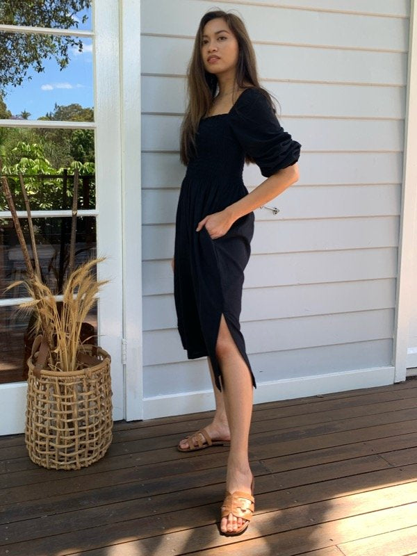 Alena Black Cotton Dress - Sustainable Style - All The Wild Roses Alena Black Cotton Dress - Sustainable Style - All The Wild Roses