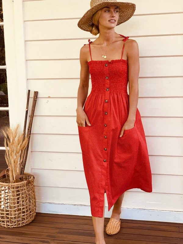 Alexa Red Polka Dot Dress - Sustainable Style - All The Wild Roses Alexa Red Polka Dot Dress - Sustainable Style - All The Wild Roses