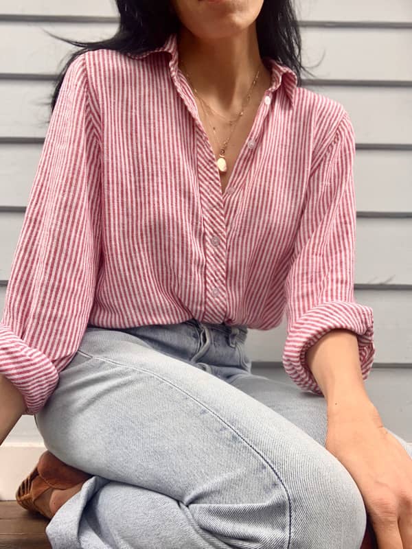 Birkin Linen Stripe Shirt All The Wild Roses Sustainable Style