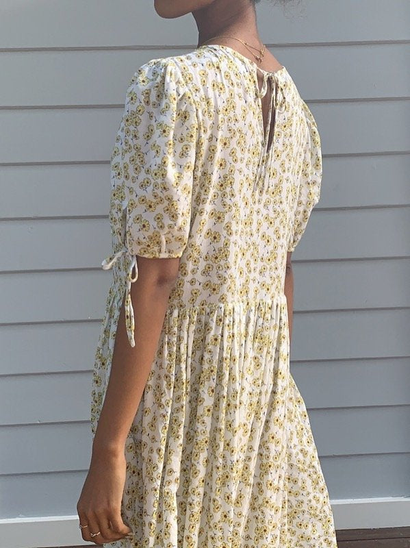 Cecilie White Cotton Floral Dress-1