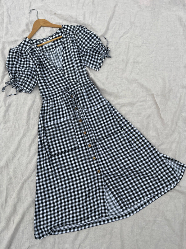 Gaia Black Gingham Dress