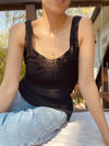 Vintage Black Crochet & Cotton Camisole