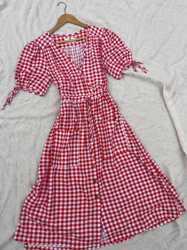 Gaia Blue Gingham Dress - All The Wild Rose - Sustainable Style All The Wild Roses Gaia Blue Gingham Dress - All The Wild Rose - Sustainable Style All The Wild Roses