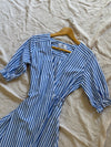 Lia Indigo Stripe Linen Wrap Dress