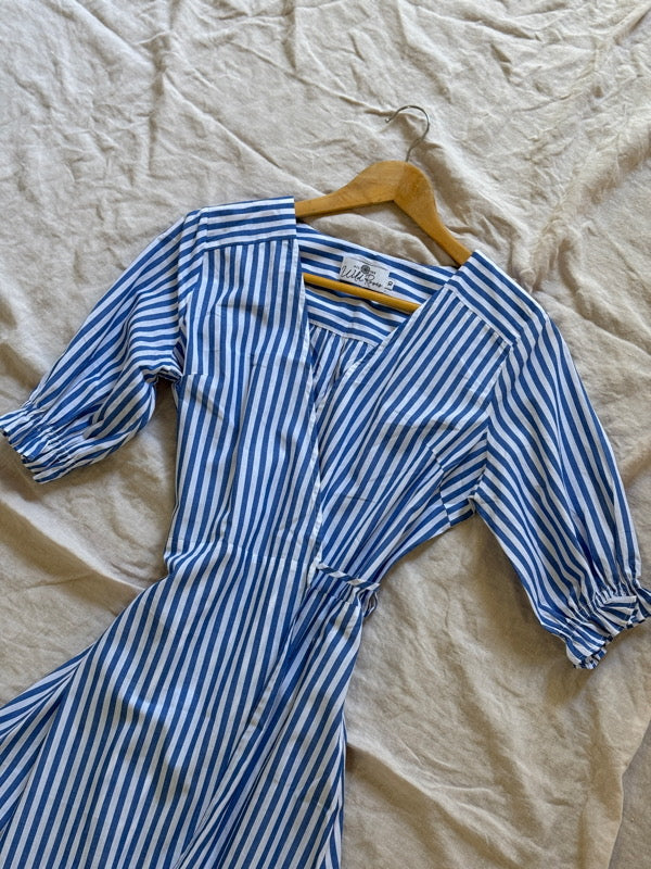 Lia Indigo Stripe Linen Wrap Dress