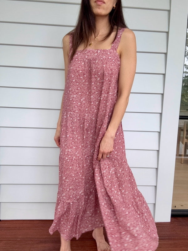 open lace back dress Arabella Vintage Terracotta Cotton Dress