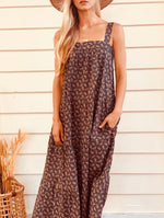 Arabella Vintage Black Floral Cotton Dress