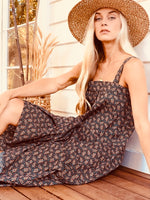 Arabella Vintage Black Floral Cotton Dress