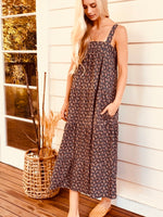 Arabella Vintage Black Floral Cotton Dress