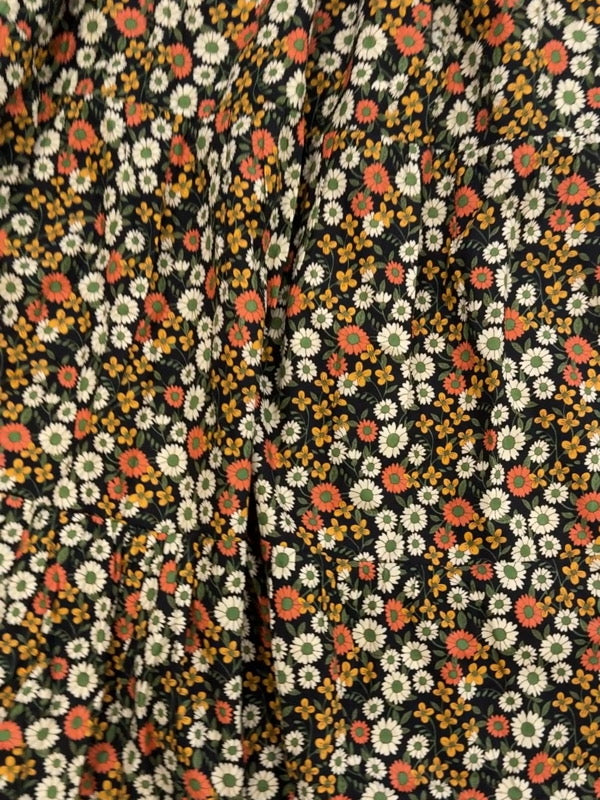 Arabella Vintage Black Floral Cotton Dress