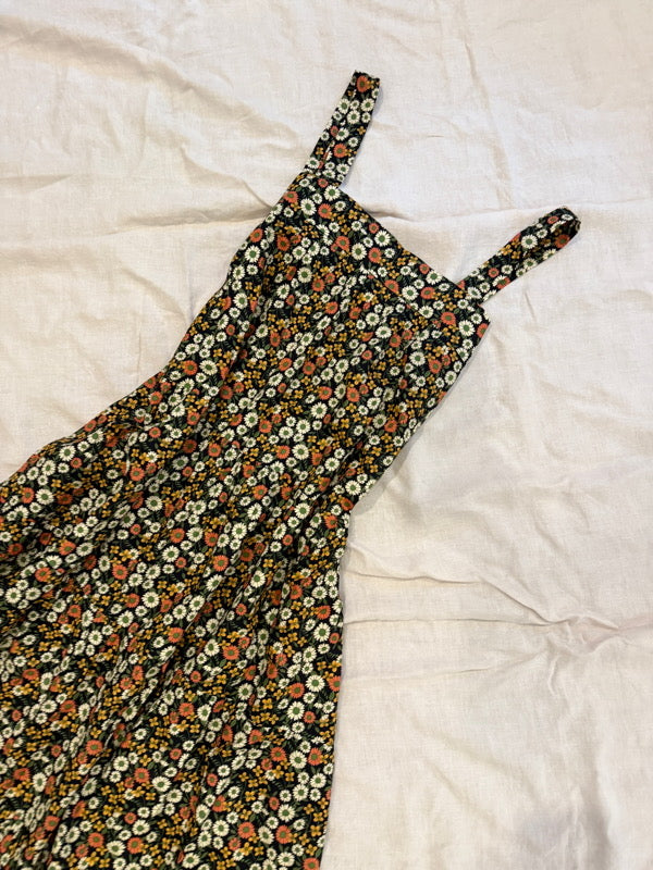 Arabella Vintage Black Floral Cotton Dress
