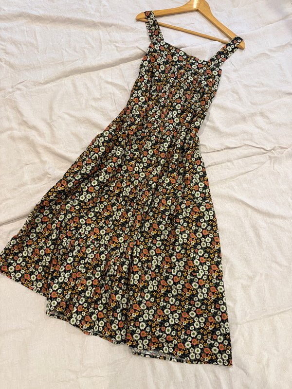 Arabella Vintage Black Floral Cotton Dress