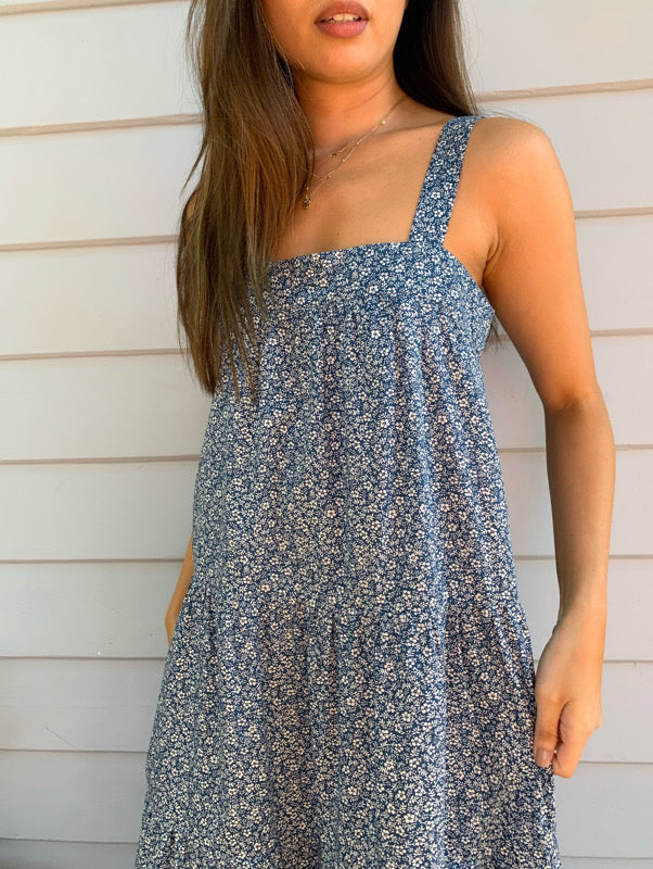 Arabella Vintage Indigo Floral Dress
