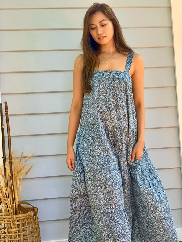 Arabella Vintage Indigo Floral Dress