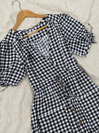 Gaia Black Gingham Dress