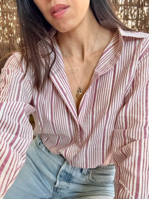 Birkin Cotton Red Stripe Shirt