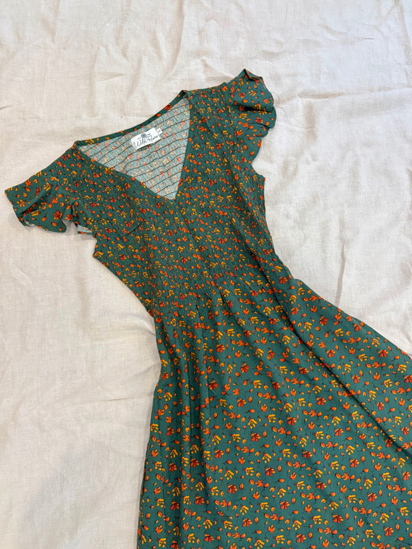 Blakely Green Floral Midi Dress - B Corp - All The Wild Roses Blakely Green Floral Midi Dress - B Corp - All The Wild Roses