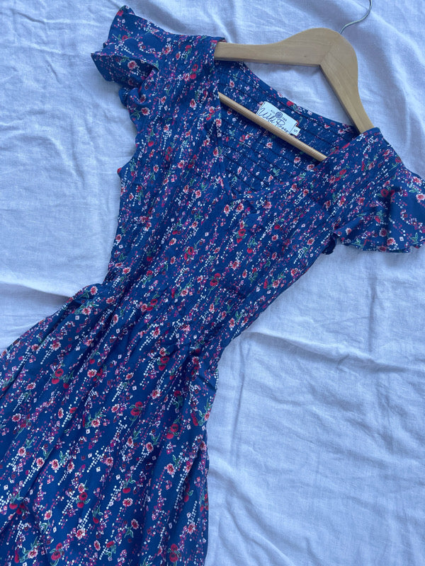 Blakely Blue Floral Midi Dress