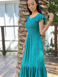 Blakely Green Floral Midi Dress