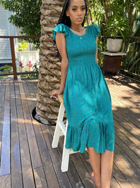 Blakely Green Floral Midi Dress