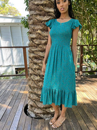 Blakely Green Floral Midi Dress