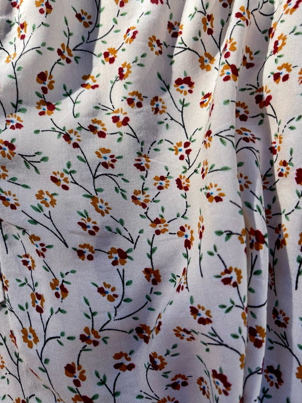 Cecilie White Cotton Floral Dress