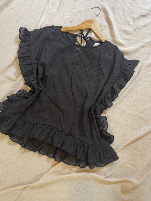 Dali Black Cotton Embroidered Top