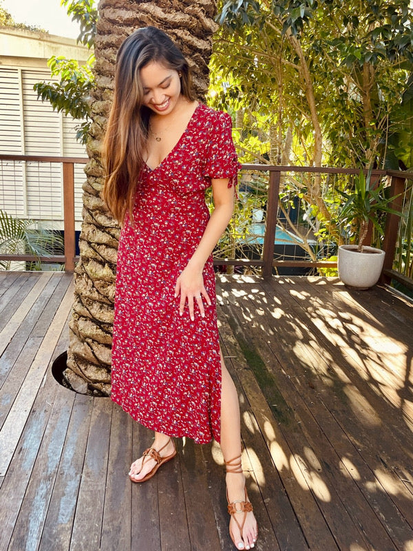 Dylan Spiced Coral Midi Dress