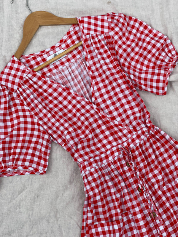 Gaia Red Gingham Dress