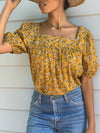 Hailey Golden Floral Cotton Top