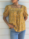 Hailey Golden Floral Cotton Top