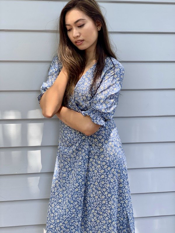 Lia blue floral cotton wrap dress-5-1