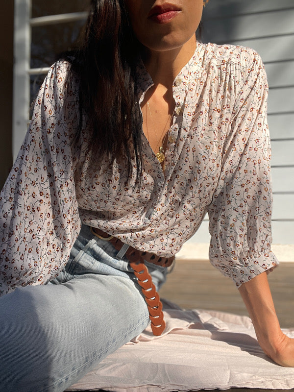 Marlow White Floral Long Sleeved Top