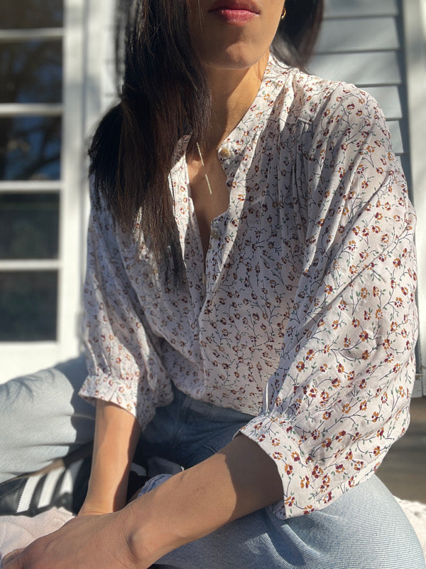 Marlow White Floral Long Sleeved Top