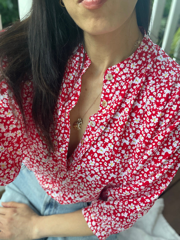 Marlow Red Floral Long Sleeved Top