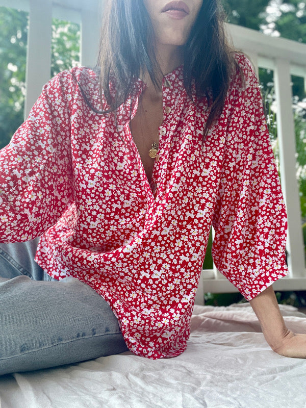 Marlow Red Floral Long Sleeved Top