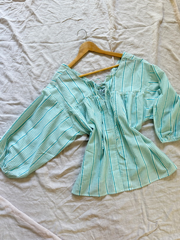 Natalia Stripe Cotton Blouse