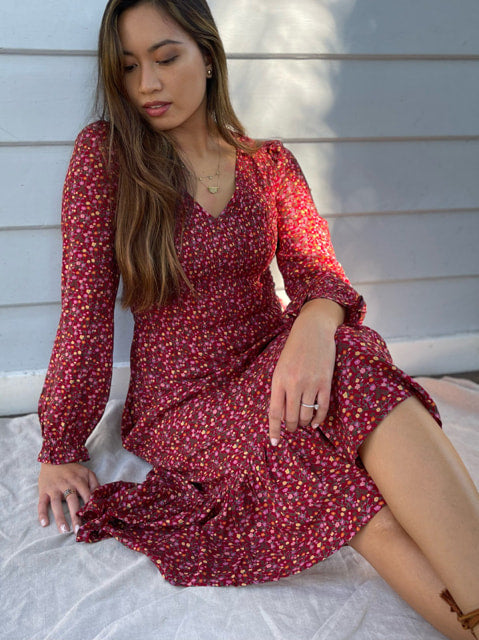 Sierra Black Print Long-Sleeved Dress