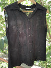 Vintage Black Embroidered Sleeveless Blouse