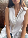 Vintage Linen Cotton Sleeveless Blouse