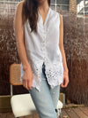 Vintage Linen Cotton Sleeveless Blouse