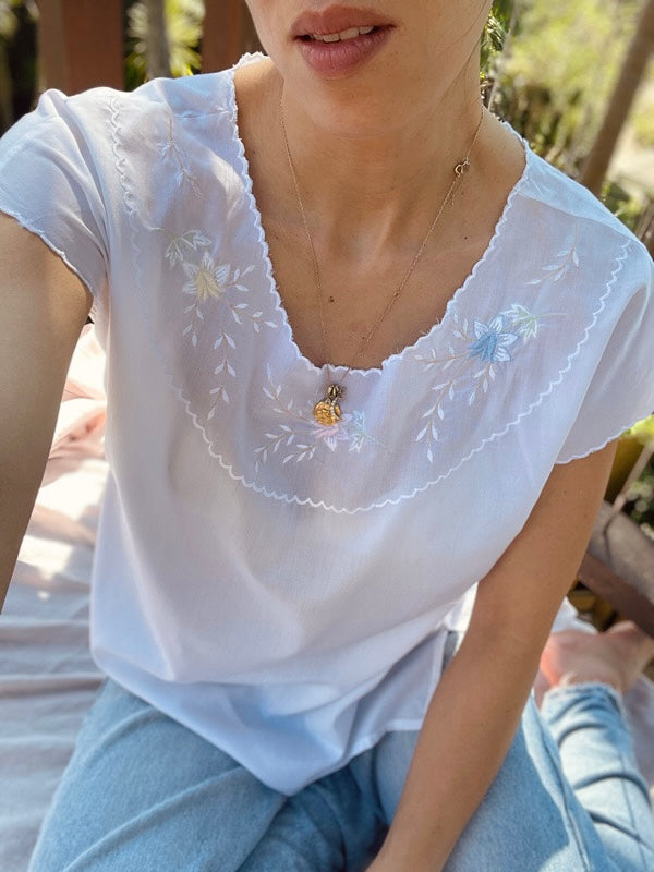 Vintage White Embroidered Top