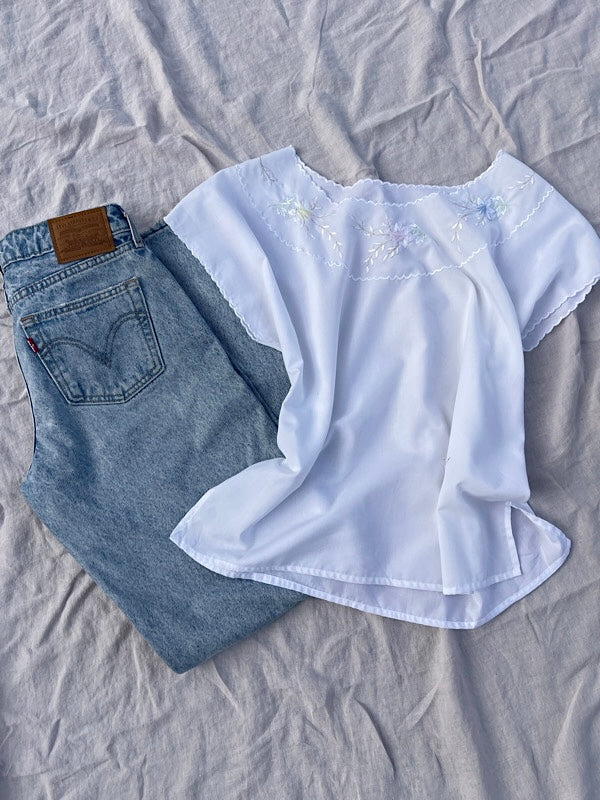 Vintage White Embroidered Top