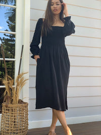 Alena Black Cotton Dress-02