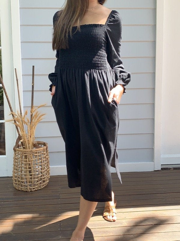 Alena Black Cotton Dress-08