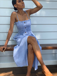 Alexa Indigo Gingham Dress