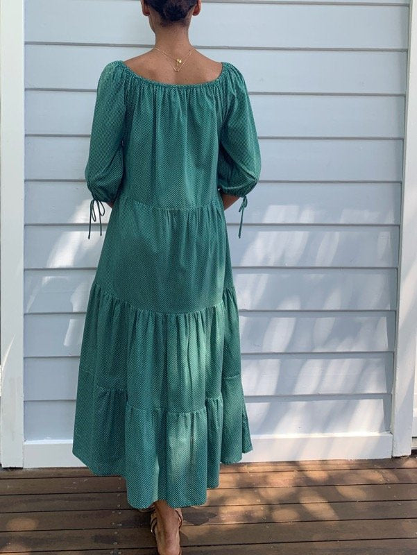Bonet Green polka dot cotton dress-5