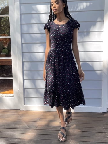 Bridie Black Polka-Dot Vintage-Inspired Dress